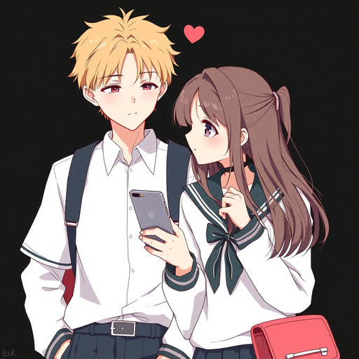 Matching PFP Anime School Couple | Playful Shoulder Moment