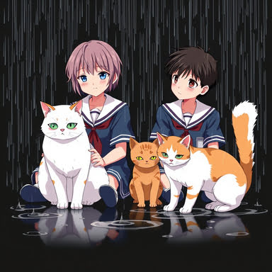 Matching PFP | Rainy Cat Friends PFP