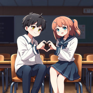 Matching PFP | School Couple Hearts PFP