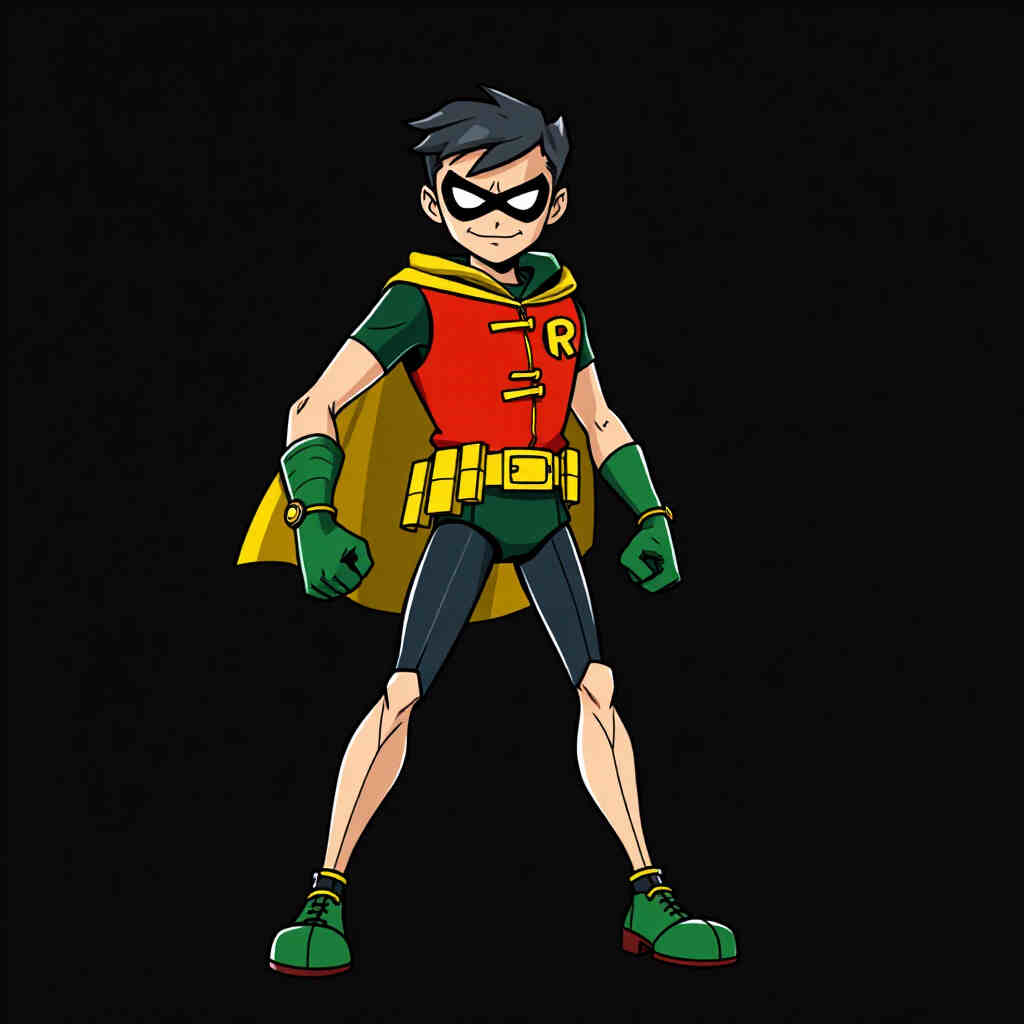Robin in fighting stance from Teen Titans series