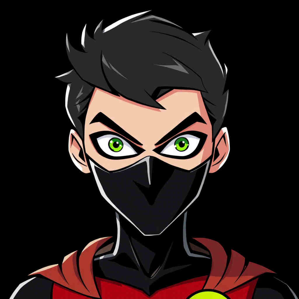 Headshot portrait of Robin from Teen Titans.