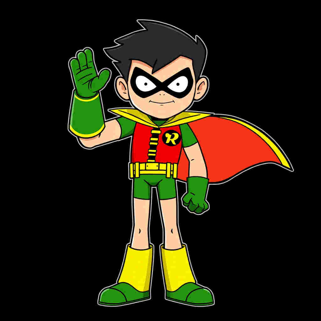 Official Teen Titans Robin character design on black background.