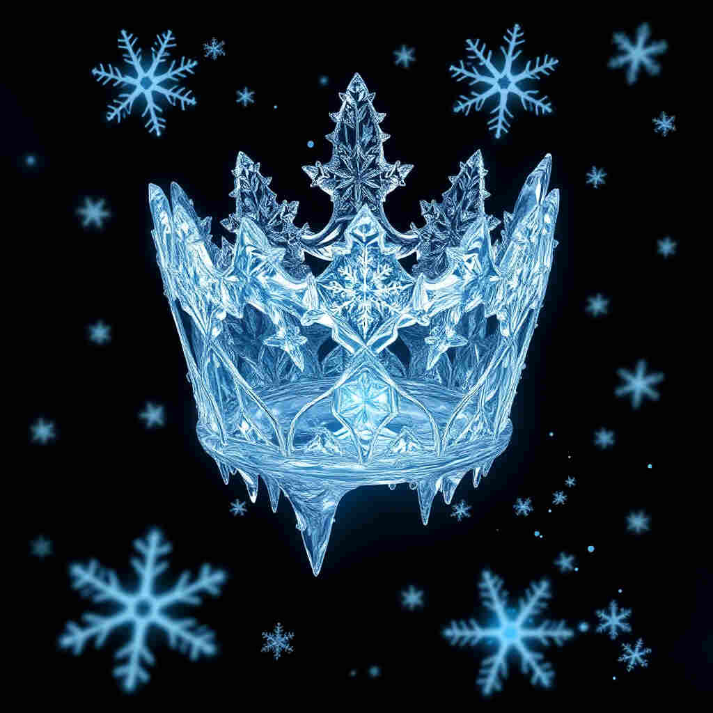 Large ice crystal crown with snowflakes and frost spirits