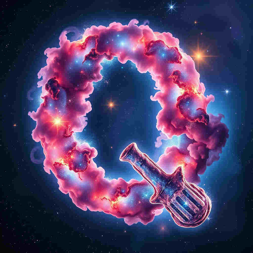 Space nebula letter Q with stars