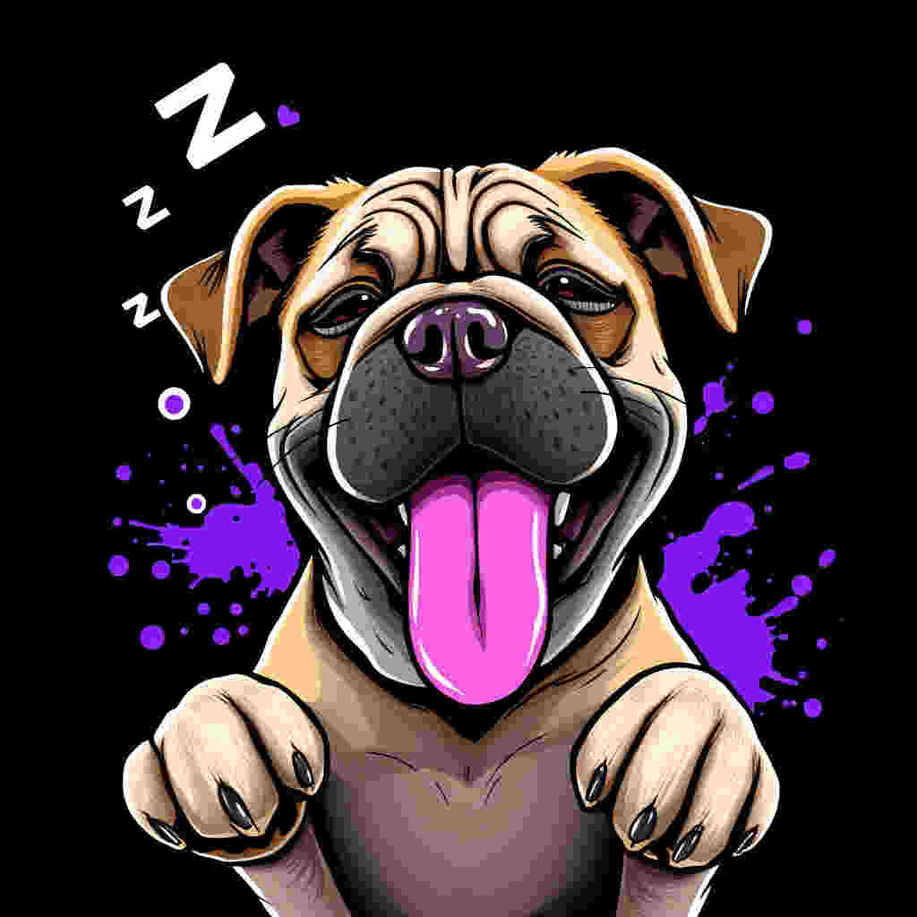 Dog with dramatic sleeping expression and twitching paws