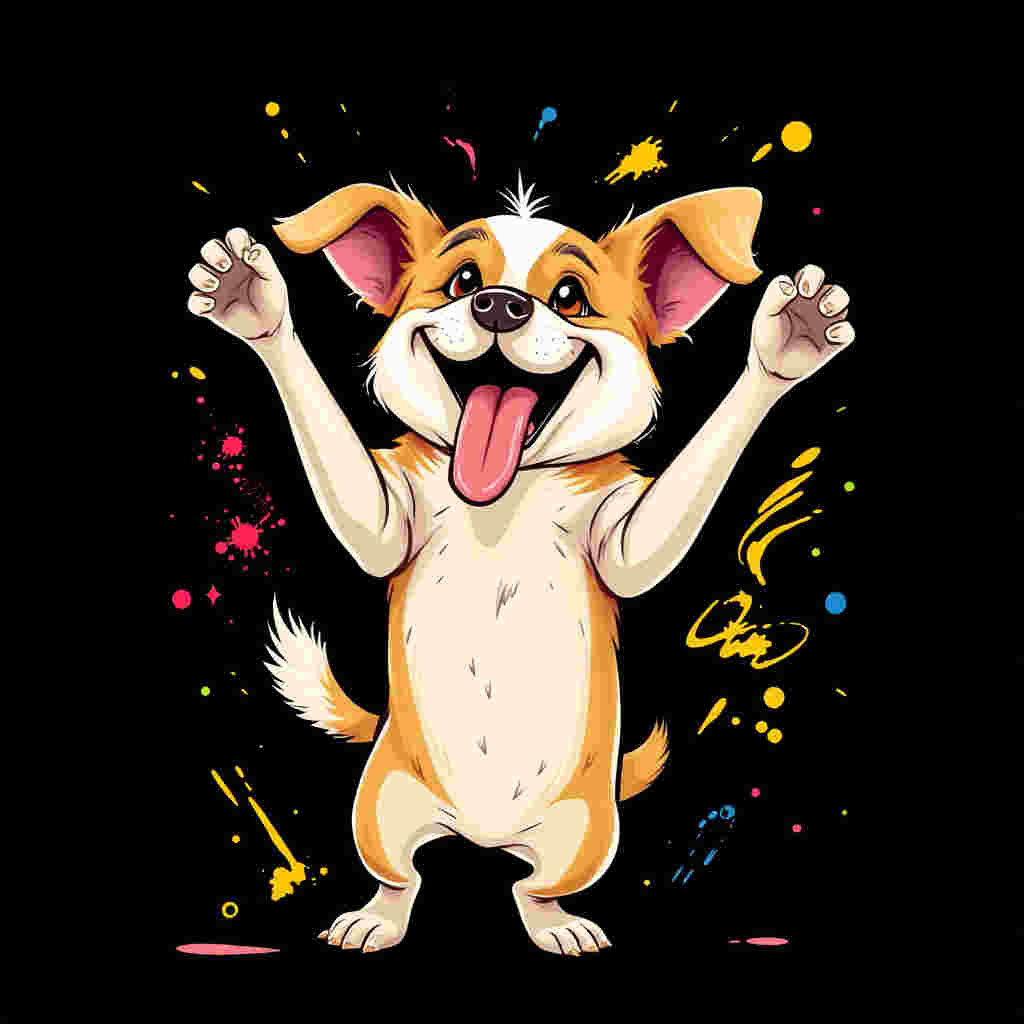 Dog with crazy happy expression dancing