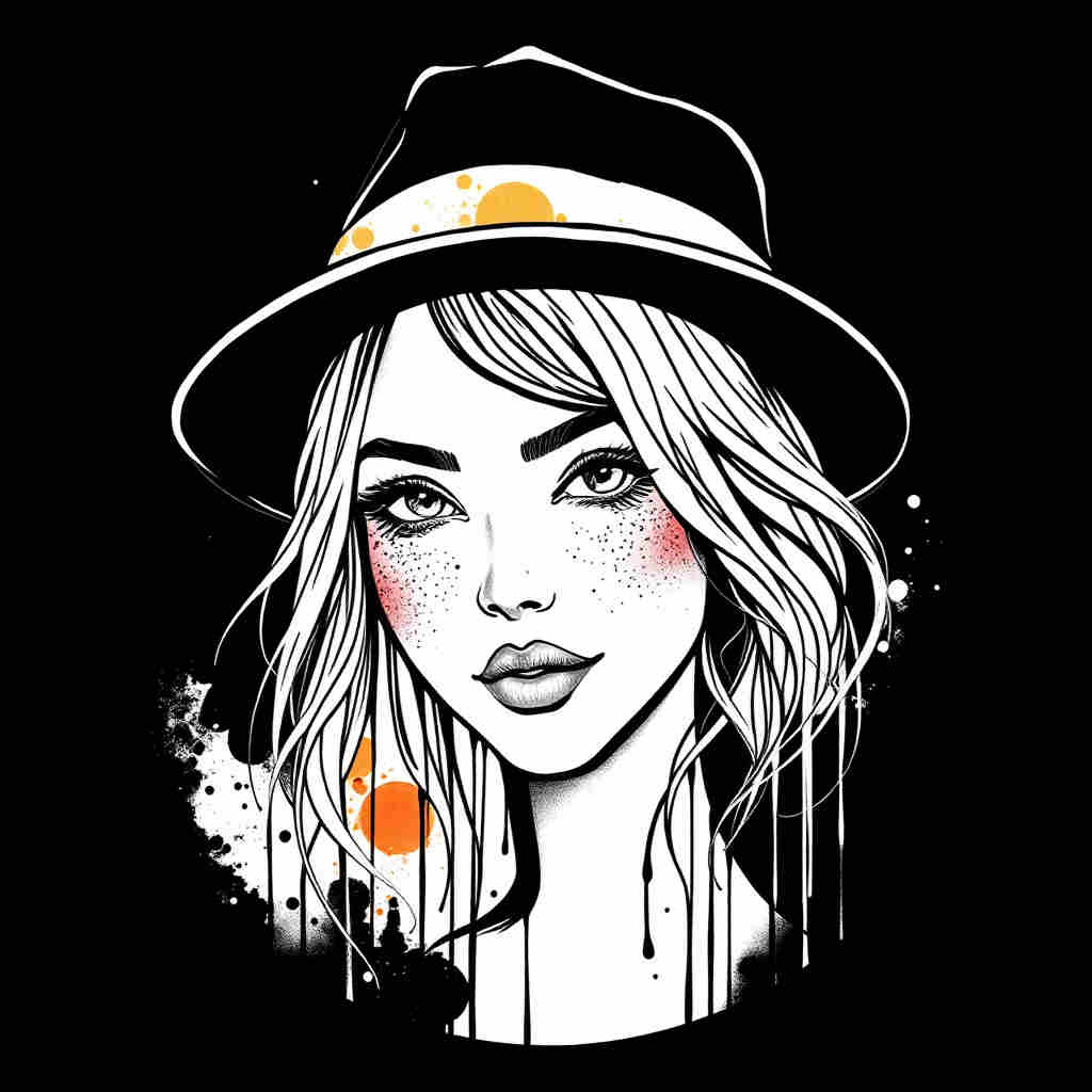 Default girl pfp fitted hat paint drip art