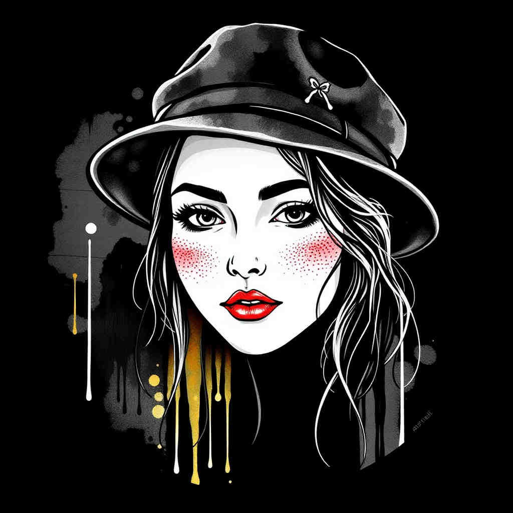 Default girl pfp with hat feminine watercolor design