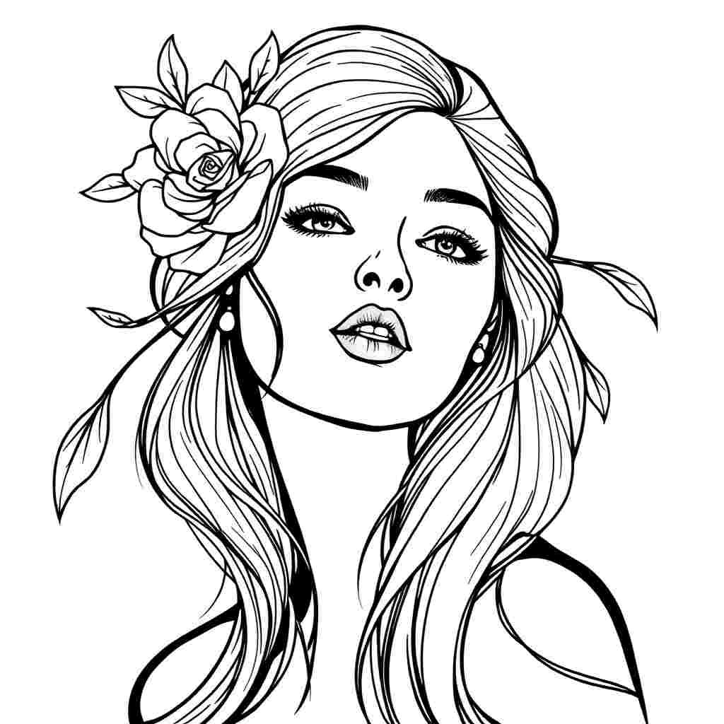 Beautiful face in Art Nouveau style