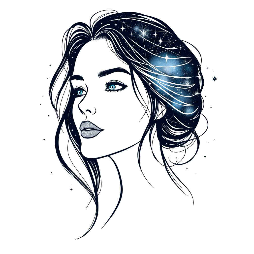 Cosmic themed beautiful face with starry elements