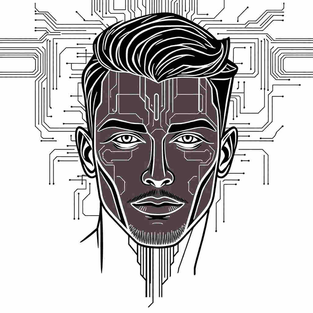 Handsome face with digital glitch effects