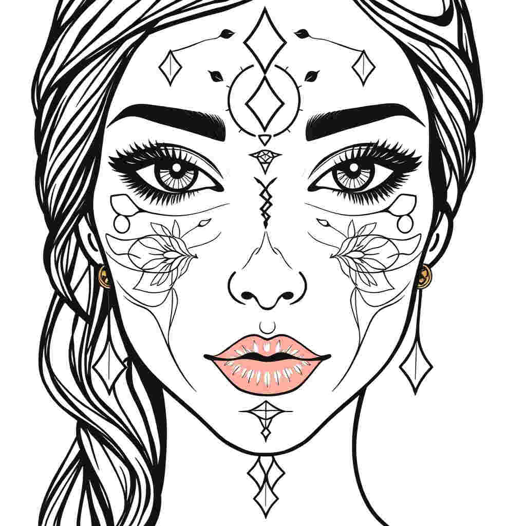 Beautiful face with mystical symbols