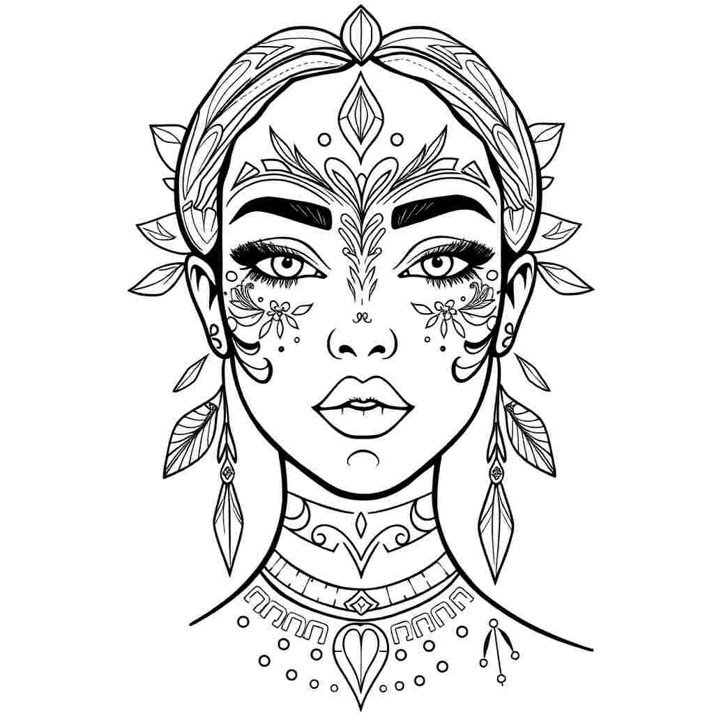 Beautiful face with tribal patterns