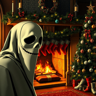 Ghostface Christmas Fireplace | Holiday PFP