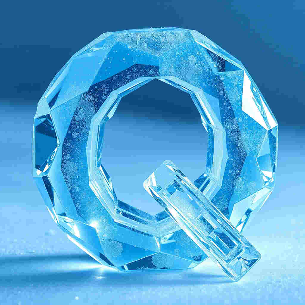 Ice crystal letter Q with frost effects