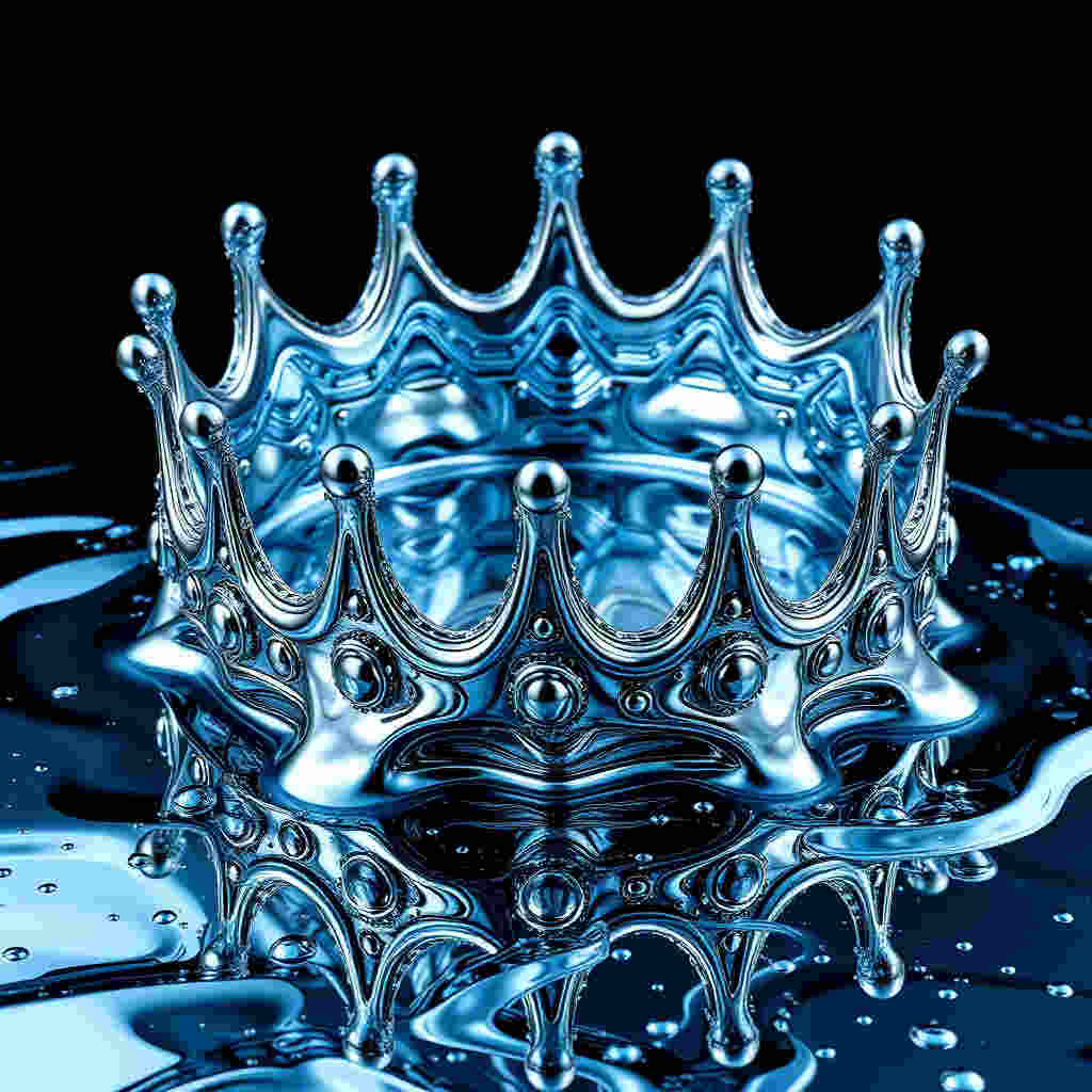 Large liquid metal crown with dripping effects