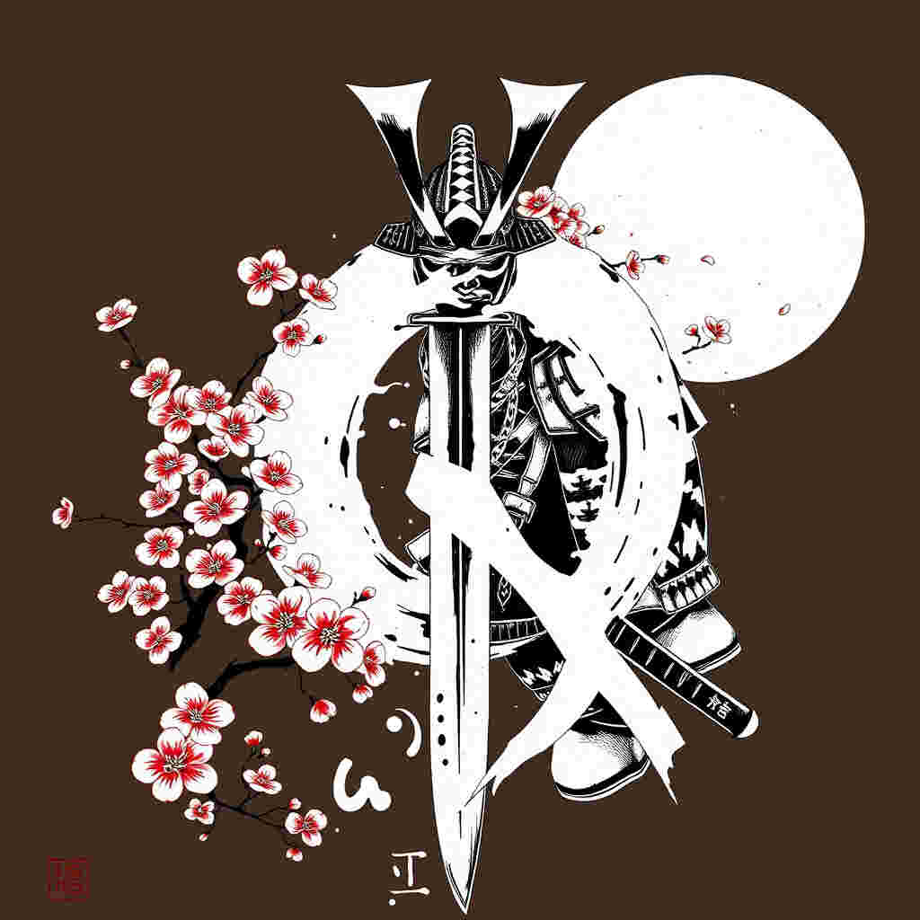 Japanese letter Q with samurai elements