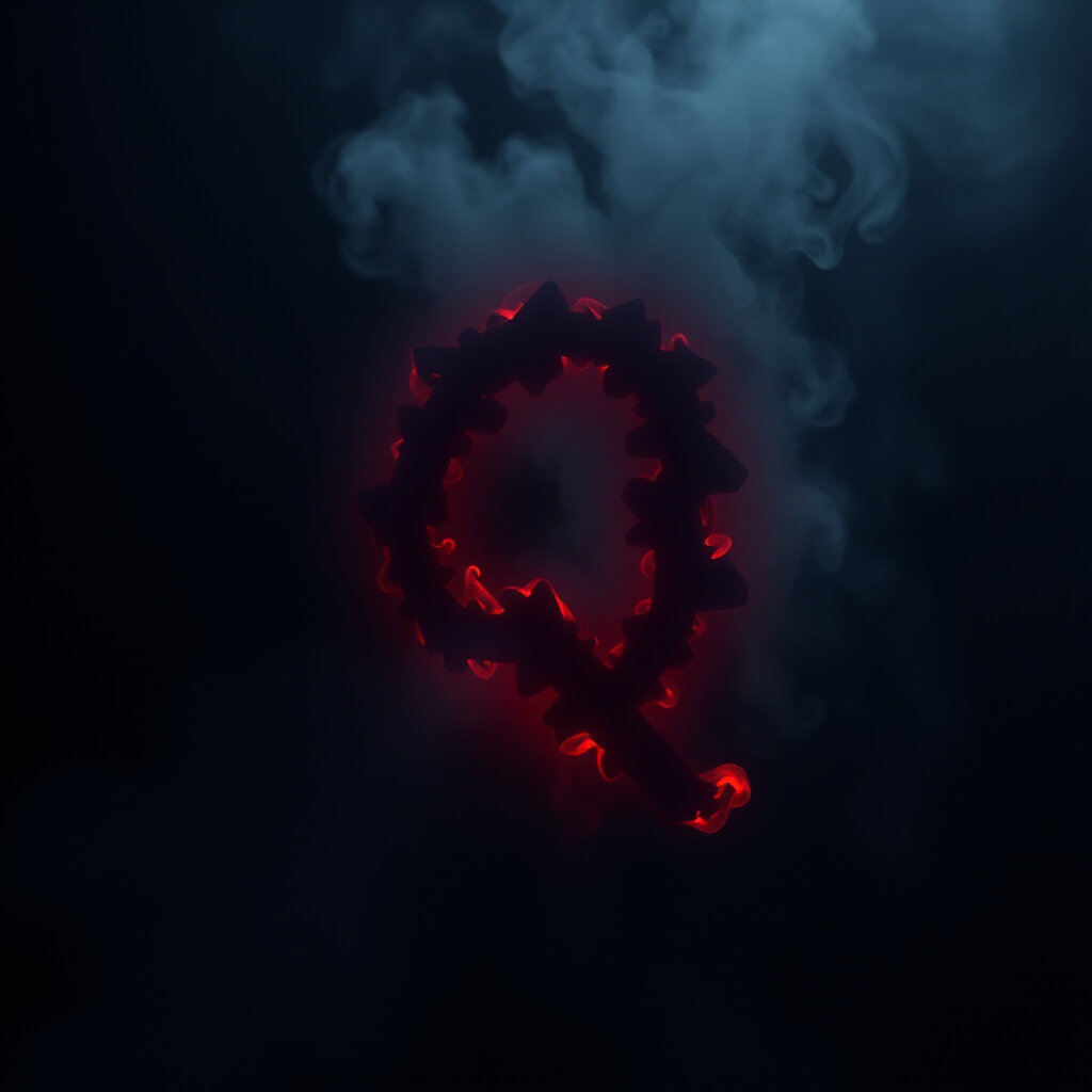 Shadow letter Q with smoke effects