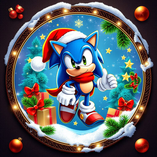 Sonic Christmas portrait circle