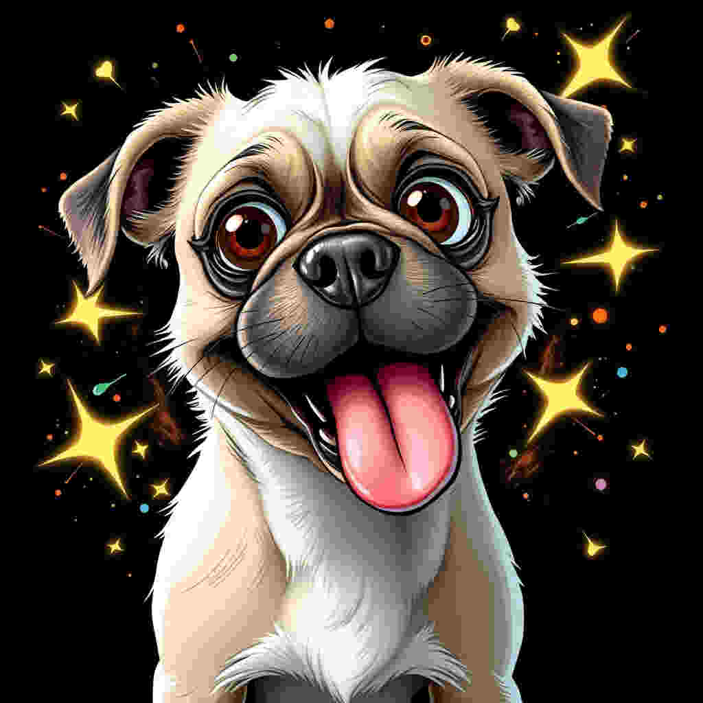 Dog with shocked expression after teleportation mishap