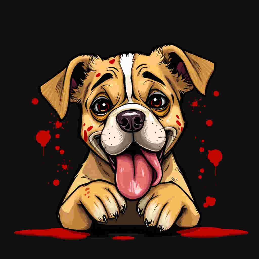 Dog with dramatic betrayed expression at vet