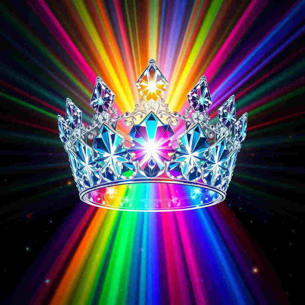 Large crystal crown creating rainbow light shows
