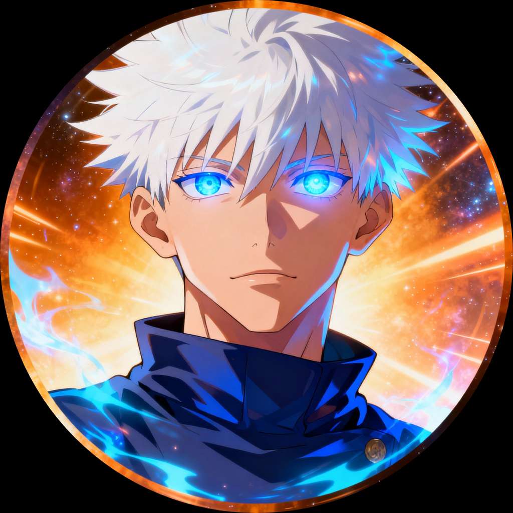 Accurate Gojo Satoru with serious battle expression circular profile