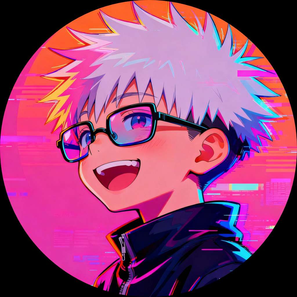 Exact Gojo character with glowing blue eyes in circular profile