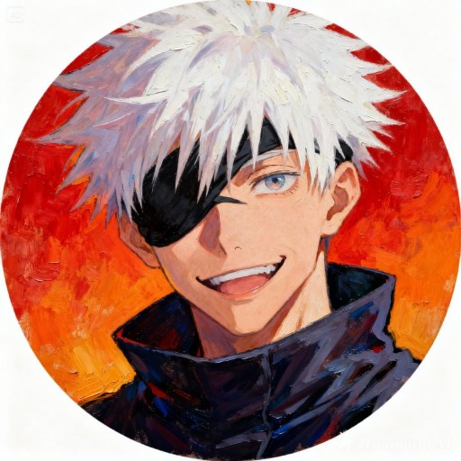 Exact Gojo Satoru with activated Six Eyes in circular profile picture
