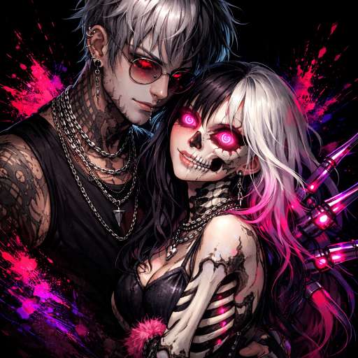Matching dark fantasy anime couple PFP