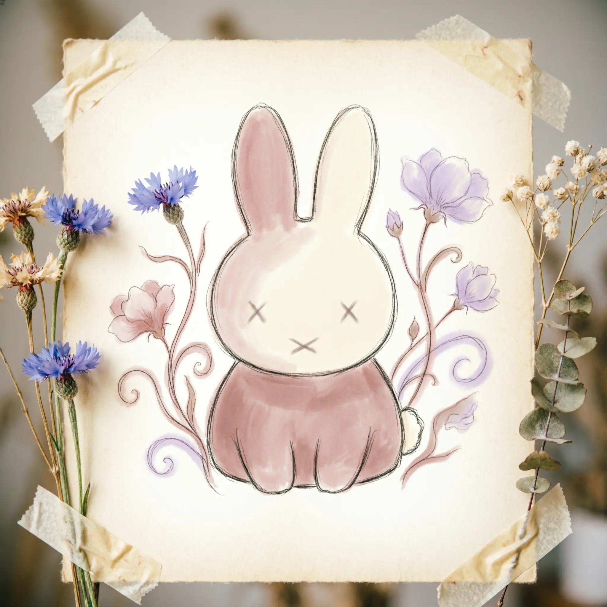 aesthetic miffy bunny artistic composition soft tones