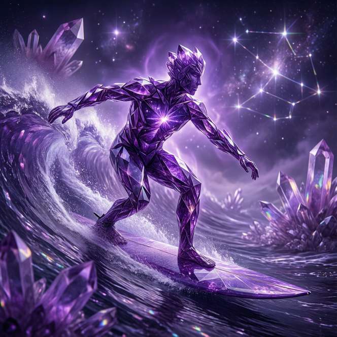 amethyst crystal silver surfer profile gemstone cosmic