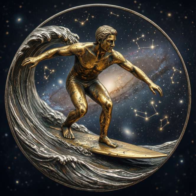 antique gold silver surfer weathered metallic profile