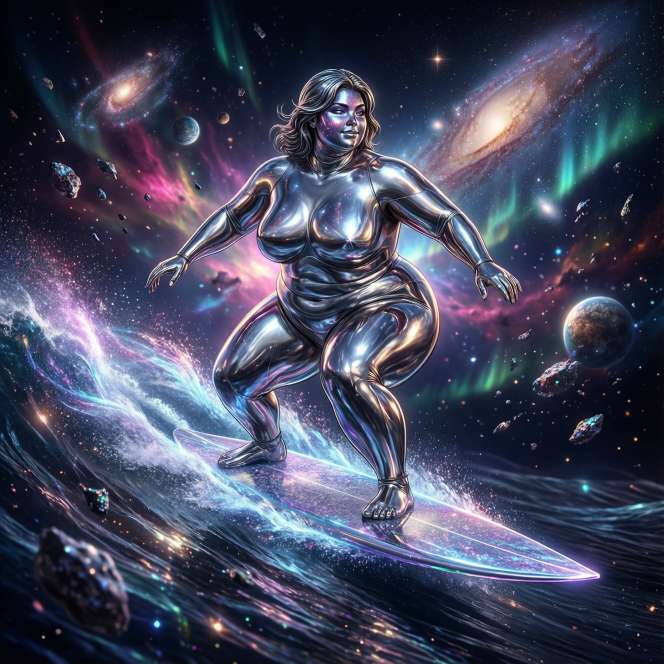 fat silver surfer profile plus size cosmic surfer metallic