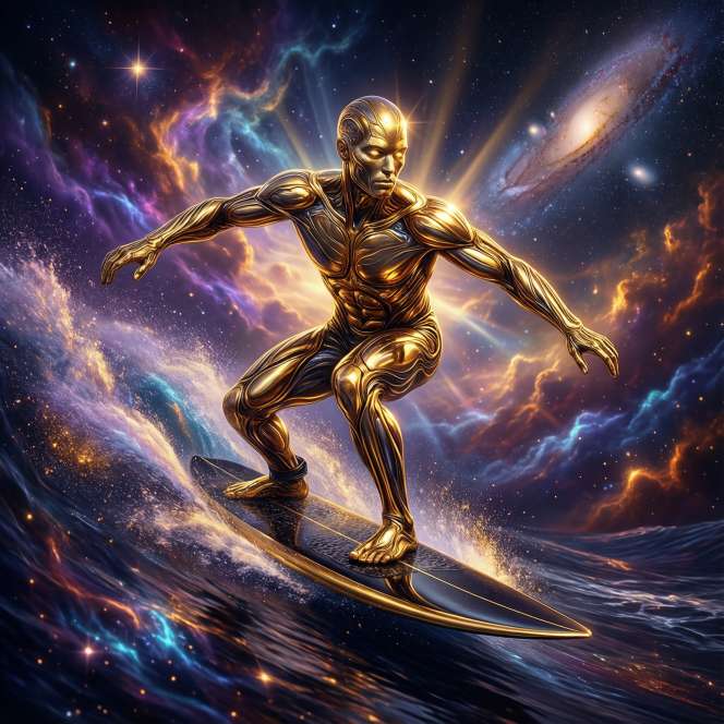 gold silver surfer profile picture metallic surfer cosmic golden