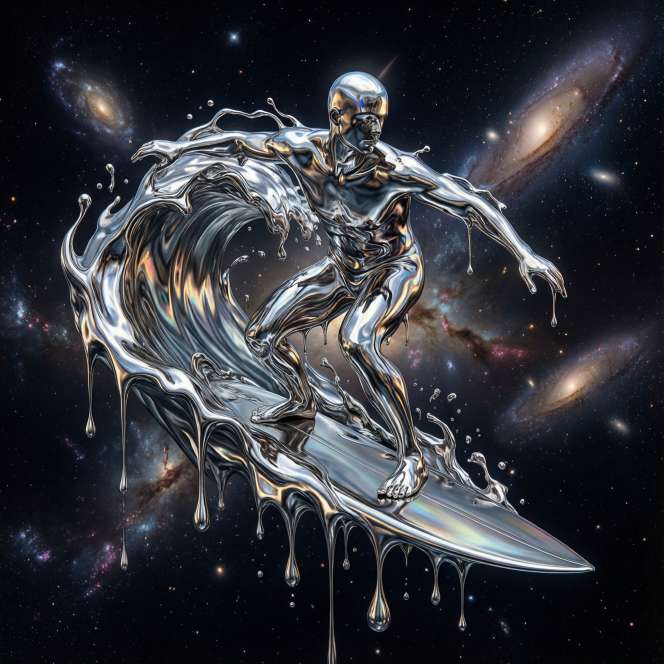 silver surfer pfp liquid mercury flowing form