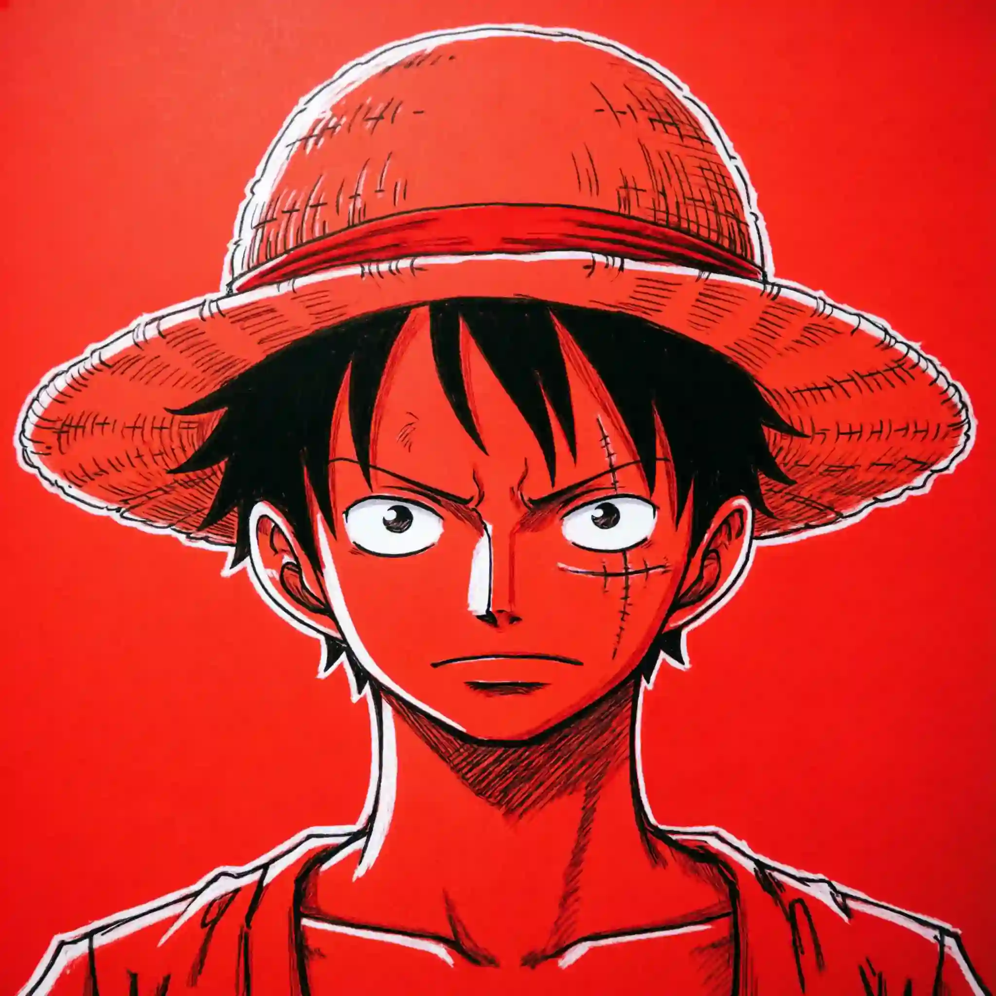 red pfp user luffy straw hat eyes anime one piece