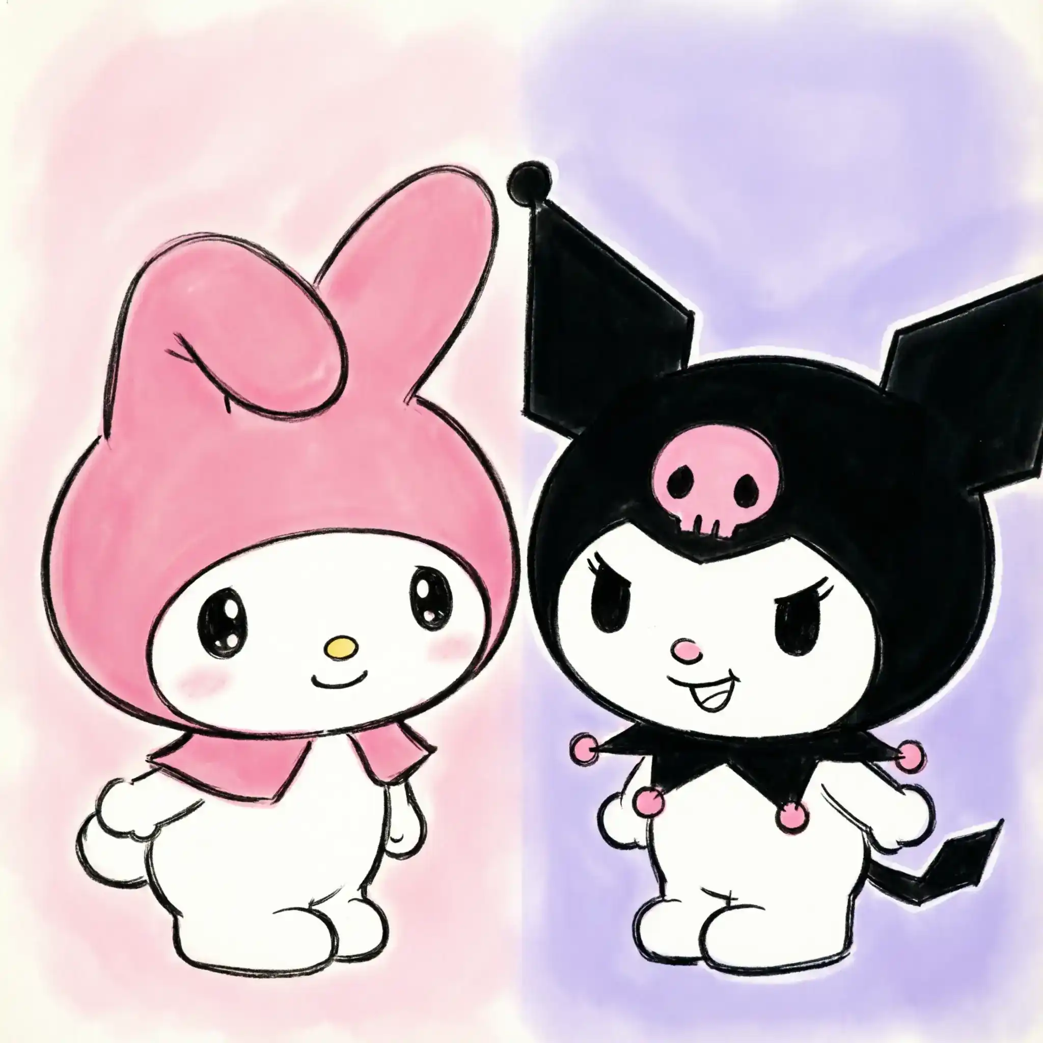 matching kuromi and my melody pfp duo best friends