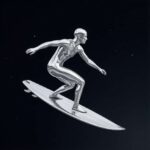 silver surfer pfp minimalist chrome silhouette space