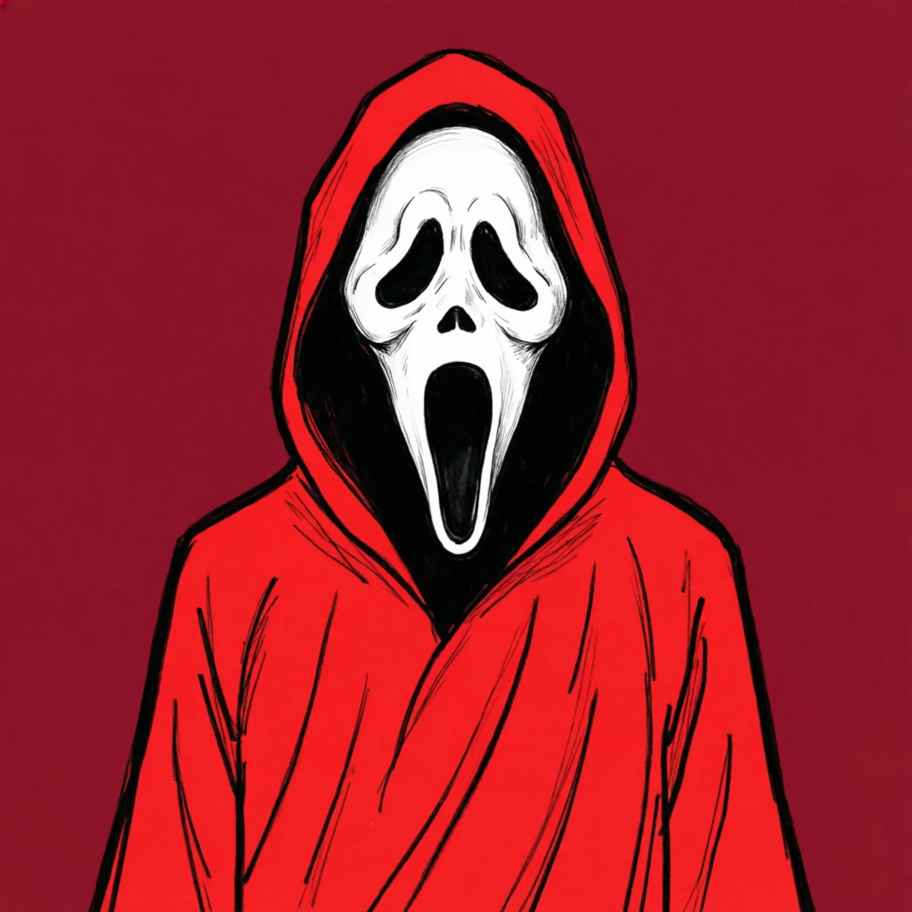 Red Ghostface PFP – White Mask Killer Silhouette