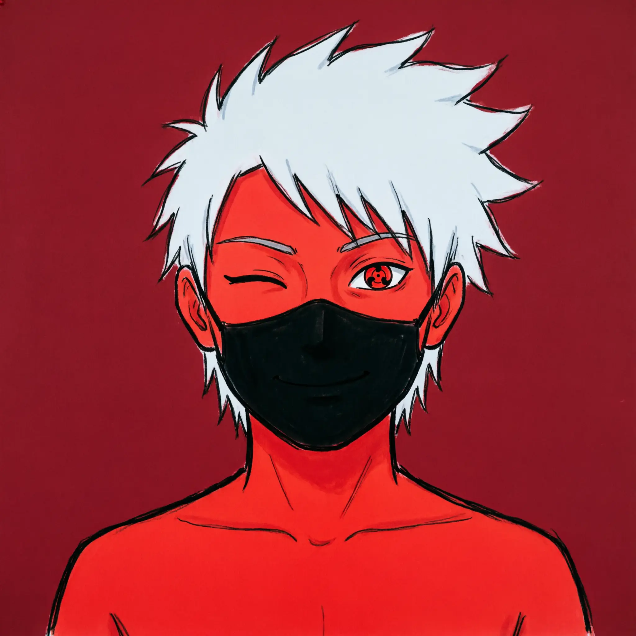 red kakashi pfp copy ninja eye smile