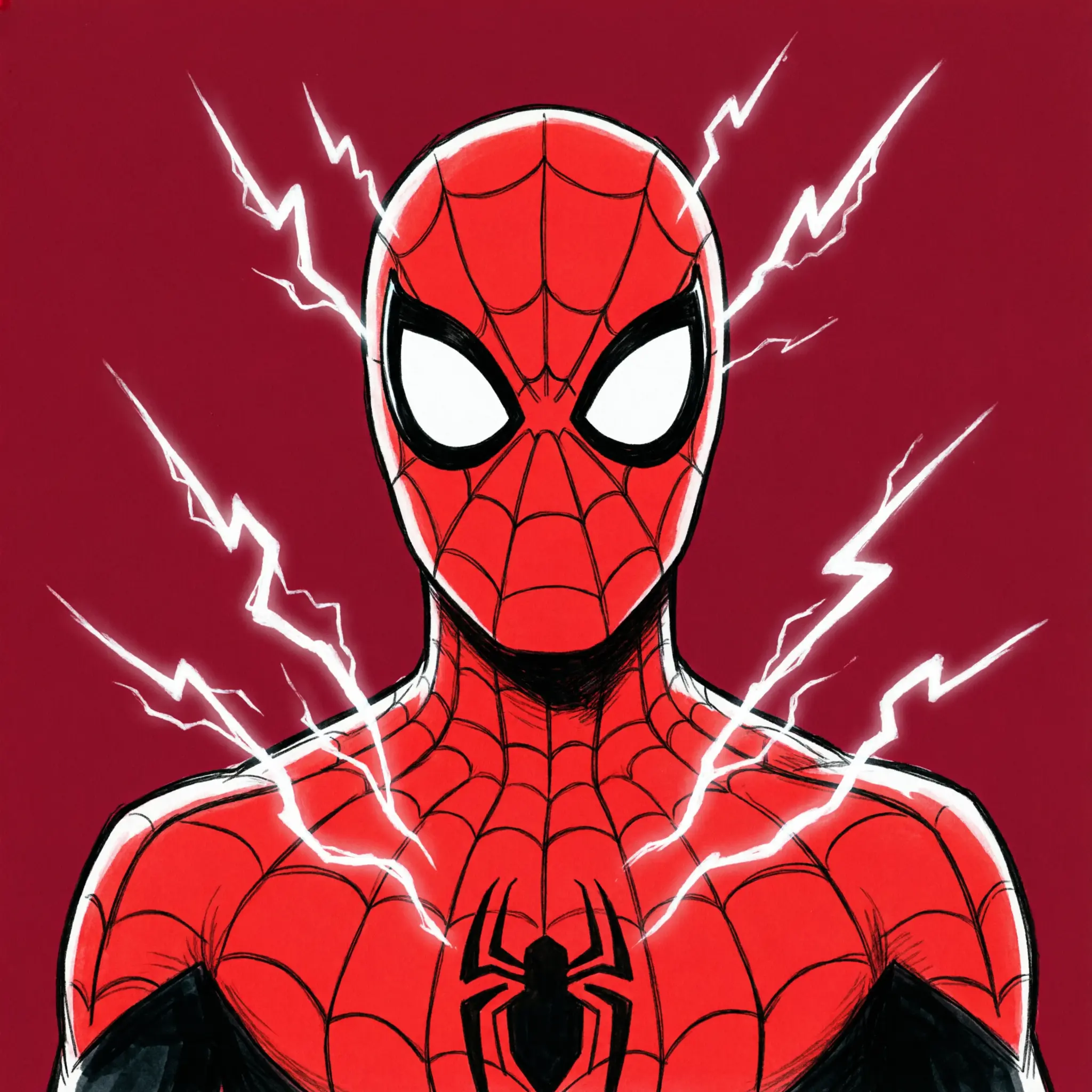 red miles morales pfp spider suit electricity