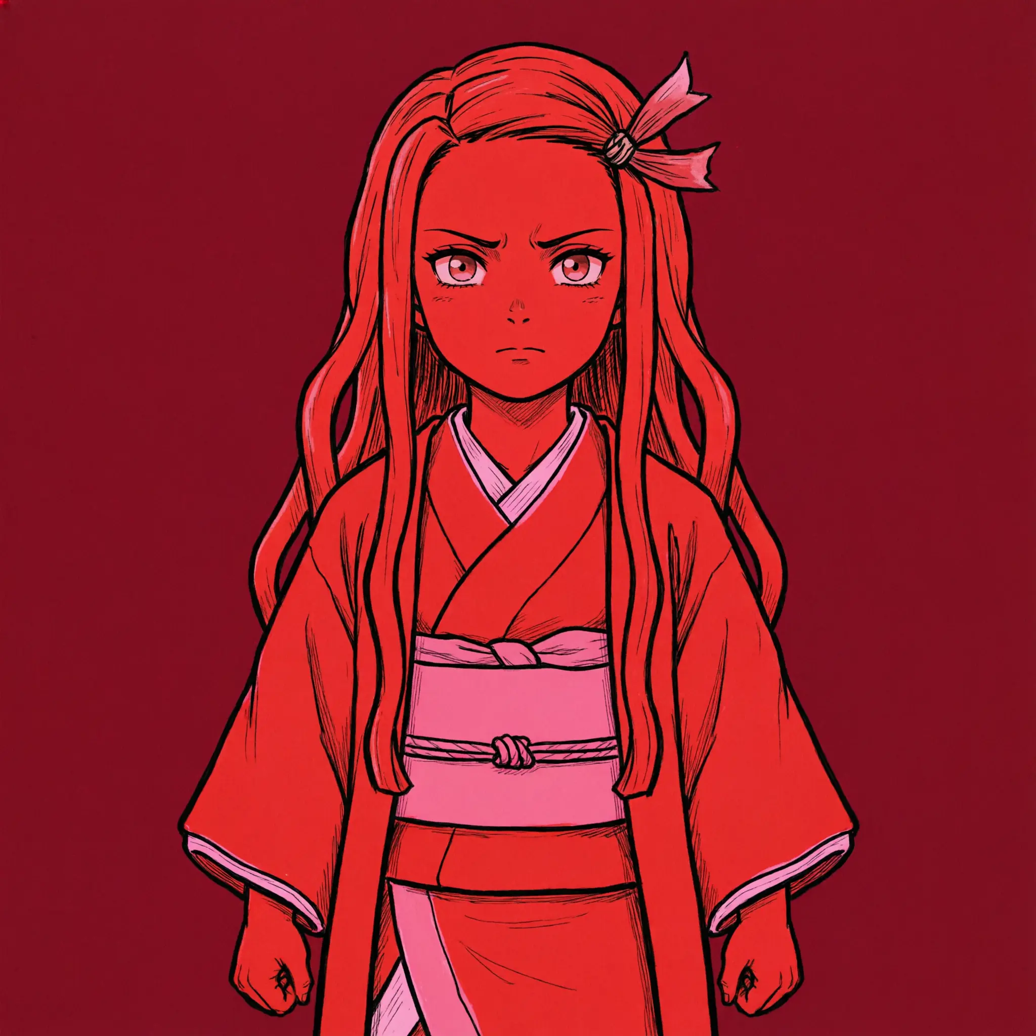 red nezuko pfp bamboo mouth demon strength