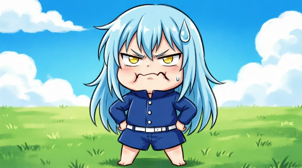 Funny Rimuru PFP – Exaggerated Angry Chibi Expression | Comedic Anime Profile Picture