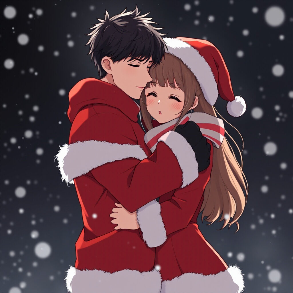 Christmas Hug Matching Couple PFP