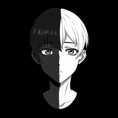 Dual Nature Character PFP Black White Split