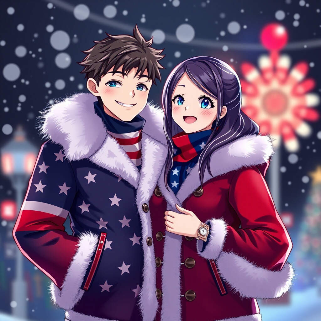 Stars & Snow USA Christmas Couple PFP