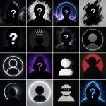 A grid collection of high-quality aesthetic unknown pfp designs, cool anonymous user profile pictures, and dark silhouette avatars