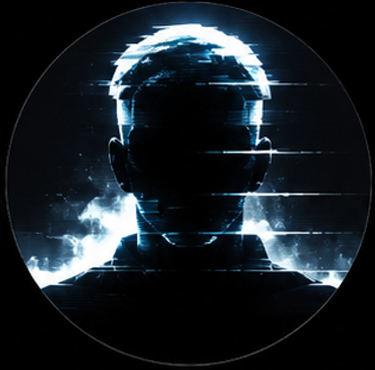 Anime boy pfp glitch aesthetic effect with dark anonymous user silhouette.