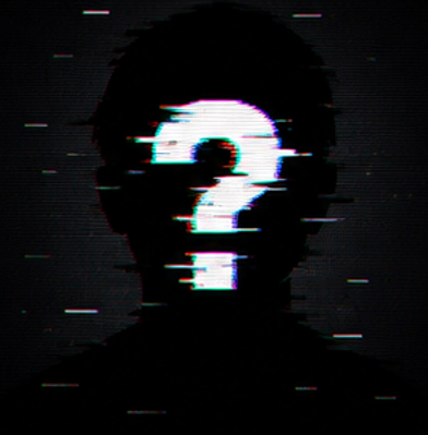 Unknown pfp tiktok glitch aesthetic effects with a dark neon question mark profile.